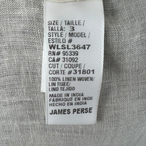 JAMES PERSE Linen Ivory Beige Long Sleeve Woven Shirt Button-Up WLSL3647 3 L - Picture 9 of 10